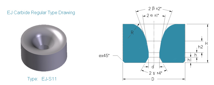 Tungsten carbide drawing dies nib drawing S11