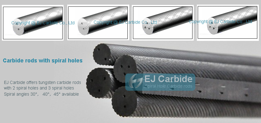 cemented carbide rods with double helic coolant holes